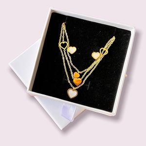 3 Layers Heart Bohemian Set Necklace with Earrings